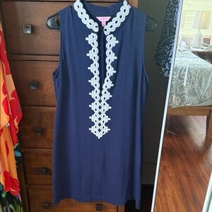 Lilly Pulitzer Navy Dress with White Floral Detail